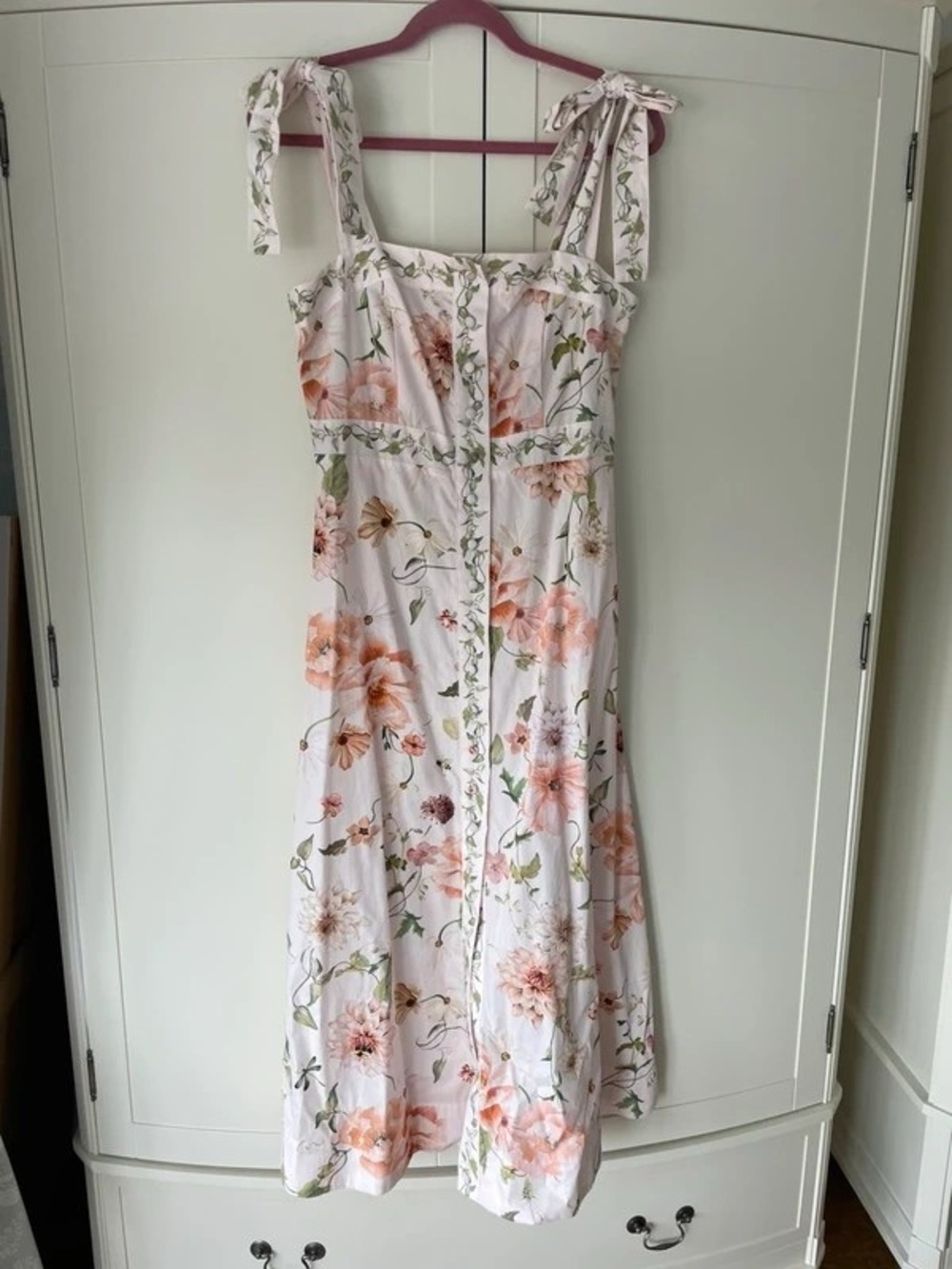 Tie-Shoulder Floral Maxi Dress in Light Pink
